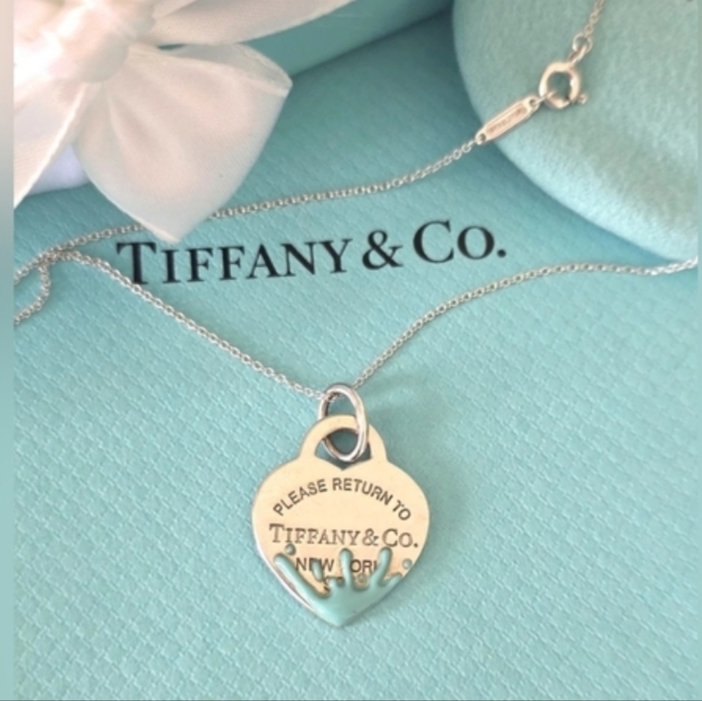 Tiffany & Co. Return to Tiffany Blue Splash Heart Tag Charm Necklace Authentic! - Picture 11 of 11